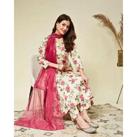 Graceful Pink Anarkali Suit in Pure Cotton with Dupatta